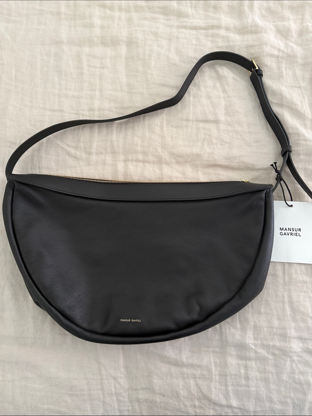 NWT Mansur Gavriel Black Large Moon Sling